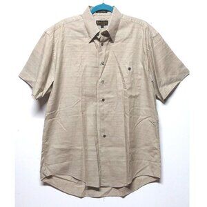 NWOT Men's shirt short sleeve Sz L beige 100% Cotton button up Roberto Villini